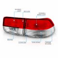 Amerilite 2 Door Coupe Taillights Housing 4 Pieces Red Clear For Honda Civic Passenger And Driver Side