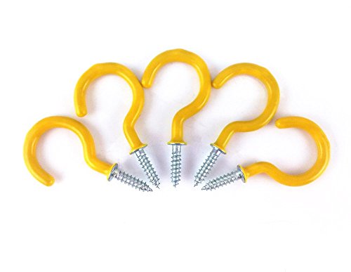 Yueton 50pcs Vinyl Coated Screw-in Ceiling Hooks Cup Yellow