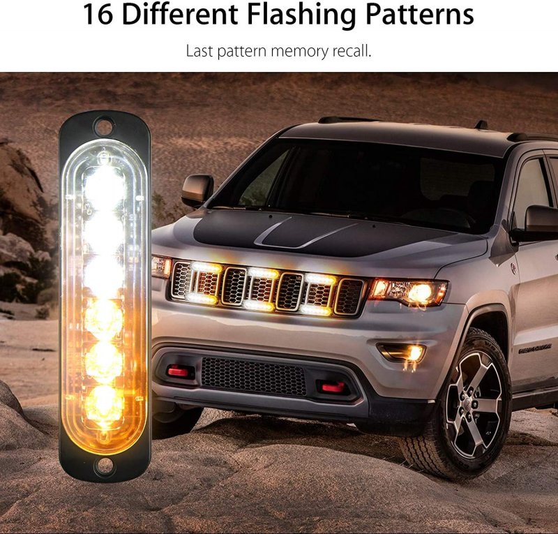 Eeekit 10 Pack Led Emergency Strobe Lights Amber White 6 Warning Flashing Caution Construction Hazard Light Bar For Car Truck