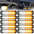Eeekit 10 Pack Led Emergency Strobe Lights Amber White 6 Warning Flashing Caution Construction Hazard Light Bar For Car Truck 