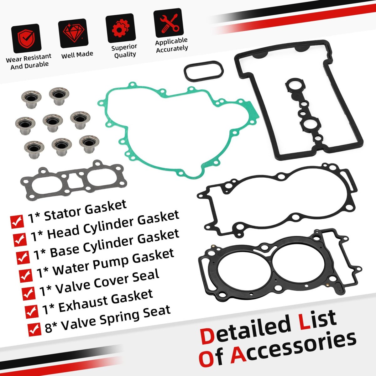 Engine Cylinder Head Gasket And Seal Kit For Polaris Ace General Rzr Ranger 900 1000 Fits Models 2013 To 2024 Part Number