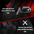 Glossy Black Mirror Cover Replace For 2020 2021 2022 2023 2024 2025 Ford Explorer With Turn Signal Direct Replacement Clip On