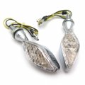 Hongk- 8mm Stalk Motorcycle Led Turn Signals Indicators Blinkers Lights Chromed Clear B01c0suea0