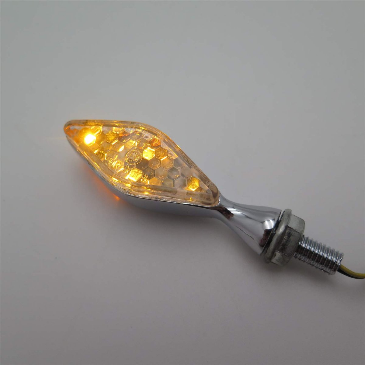 8mm Stalk Motorcycle Led Turn Signals Indicators Blinkers Lights Chromed Clear B01c0suea0
