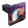 Eagle Patriotic 4th Of July Celebration American Flag Fireworks Tow Trailer Hitch Cover Plug Insert