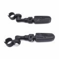Black Short Angled Adjustable Highway Mounting Kit Lightning Footrest For 1 25 In Front Engine Guard Frame Tube V-star Roadstar