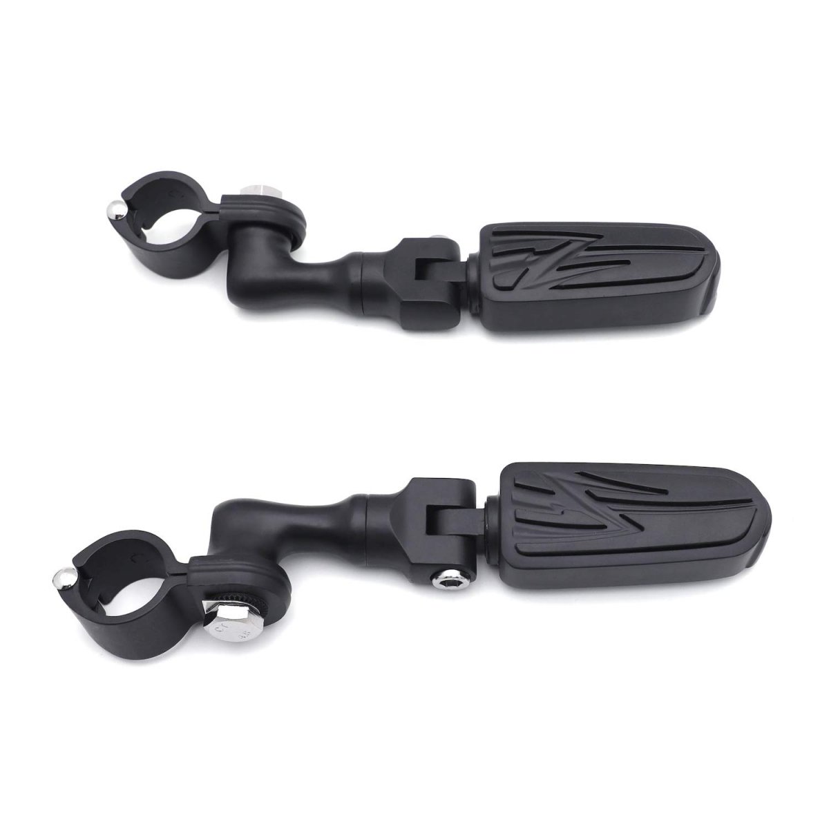 Black Short Angled Adjustable Highway Mounting Kit Lightning Footrest For 1 25 In Front Engine Guard Frame Tube V-star Roadstar