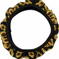 Zerodate Stretch-on Steering Wheel Cover Black Usa American Flag Printed Universal Car Wrap For Vehicle Interior Protector 