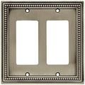 Brainerd 64770 Beaded Double Decorator Wall Plate Switch Cover Brushed Satin Pewter 