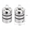 8mm To Bore Double Diaphragm Motor Wheel Flexible Coupling Joint Aluminium Alloy And Stainless Steel Silver 1pcs