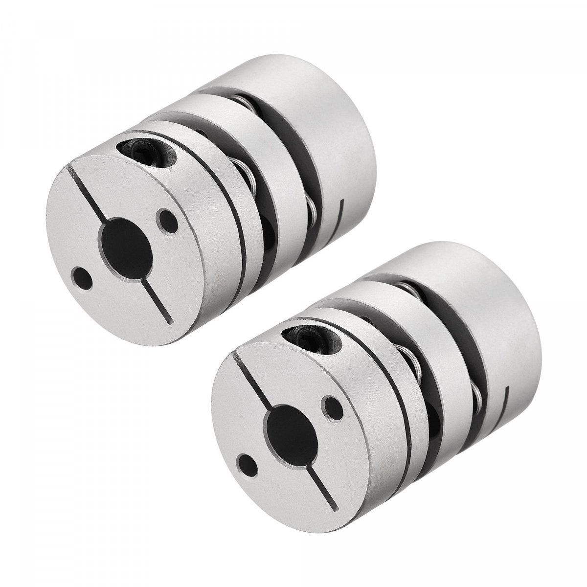 8mm To Bore Double Diaphragm Motor Wheel Flexible Coupling Joint Aluminium Alloy And Stainless Steel Silver 1pcs