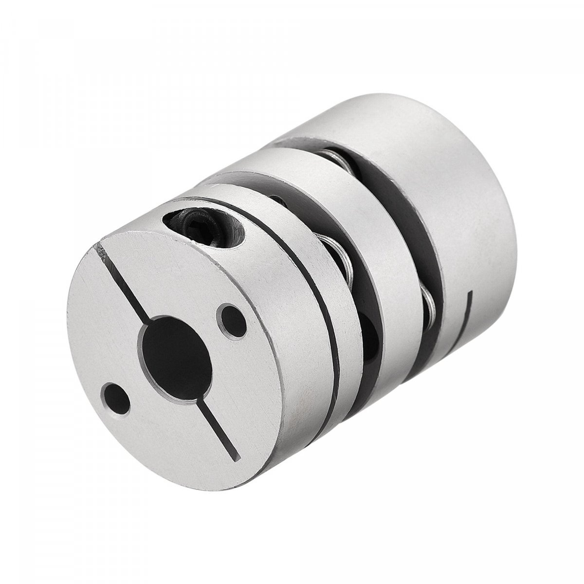 8mm To Bore Double Diaphragm Motor Wheel Flexible Coupling Joint Aluminium Alloy And Stainless Steel Silver 1pcs