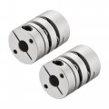 8mm To Bore Double Diaphragm Motor Wheel Flexible Coupling Joint Aluminium Alloy And Stainless Steel Silver 1pcs
