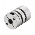 8mm To Bore Double Diaphragm Motor Wheel Flexible Coupling Joint Aluminium Alloy And Stainless Steel Silver 1pcs 