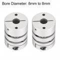 8mm To Bore Double Diaphragm Motor Wheel Flexible Coupling Joint Aluminium Alloy And Stainless Steel Silver 1pcs