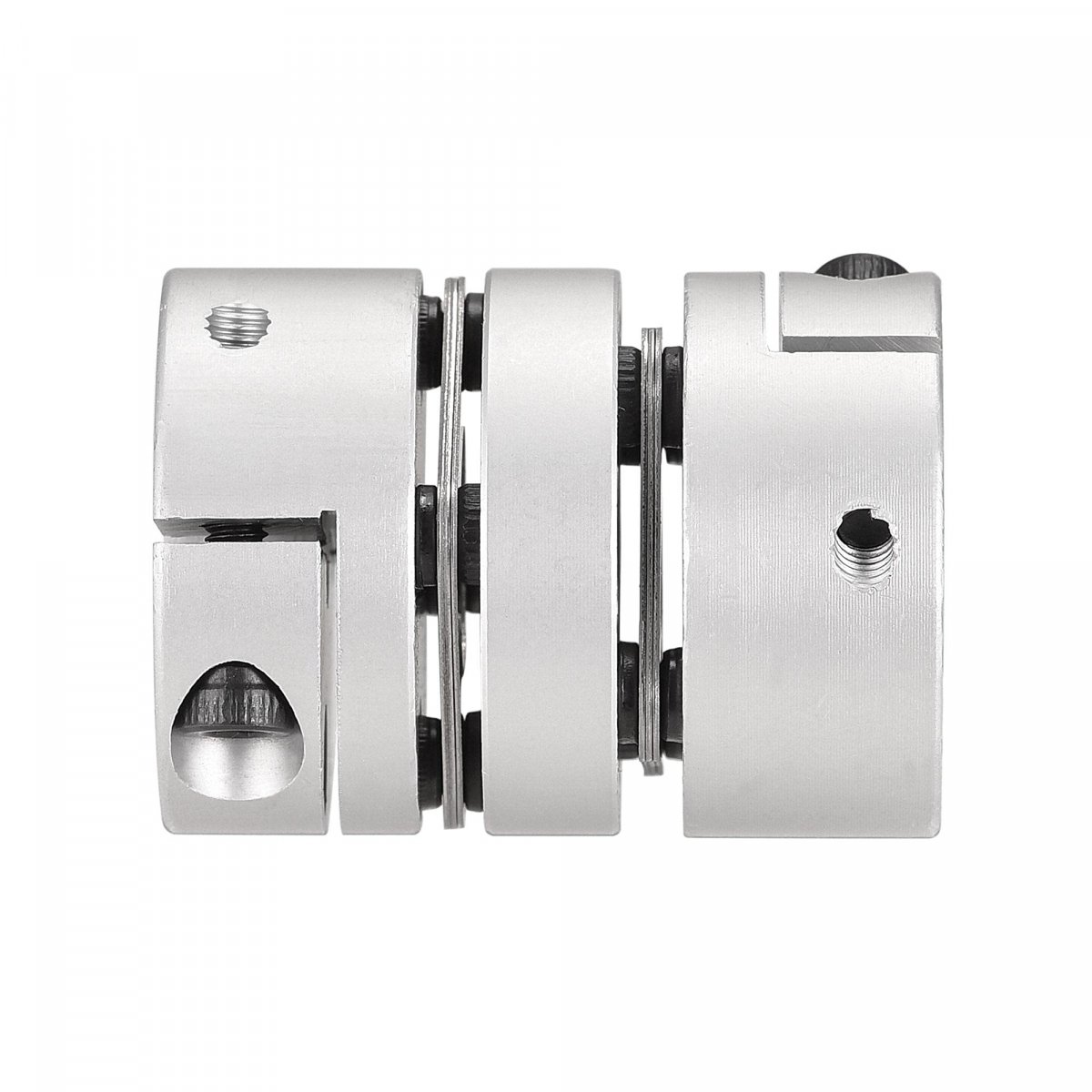 8mm To Bore Double Diaphragm Motor Wheel Flexible Coupling Joint Aluminium Alloy And Stainless Steel Silver 1pcs
