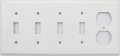 Stamped Steel Smooth White 5 Gang Switch Plate 4 Toggle Switches 1 Duplex Outlet 