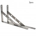 Mromax 2pcs Shelf Bracket 10 X 6inch 110lbs Heavy-duty Stainless Steel Solid Support Corner Brace Joint Right Angle Silver Tone