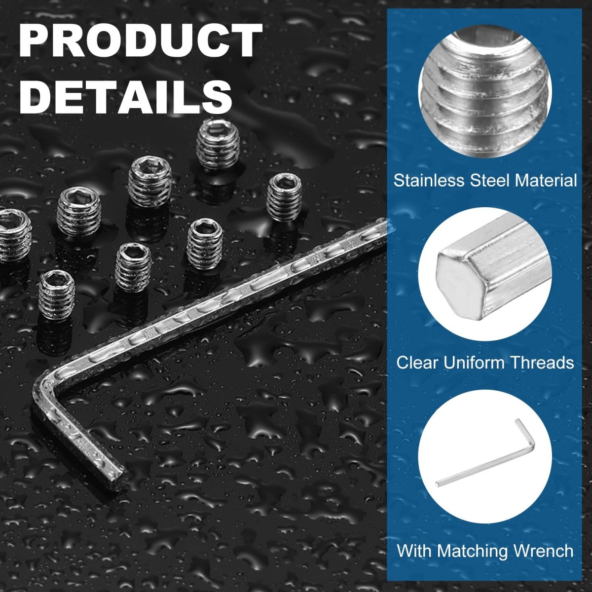 6 Pcs M4 Stainless Steel Hex Socket Grub Screws With Wrench Flat Point Set Screw Replacement Repair Kit For Faucet Handles And