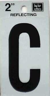 Reflective Black Vinyl Letter C Self Adhesive 2 In Rv-25 C House Number Signage 1 Pc