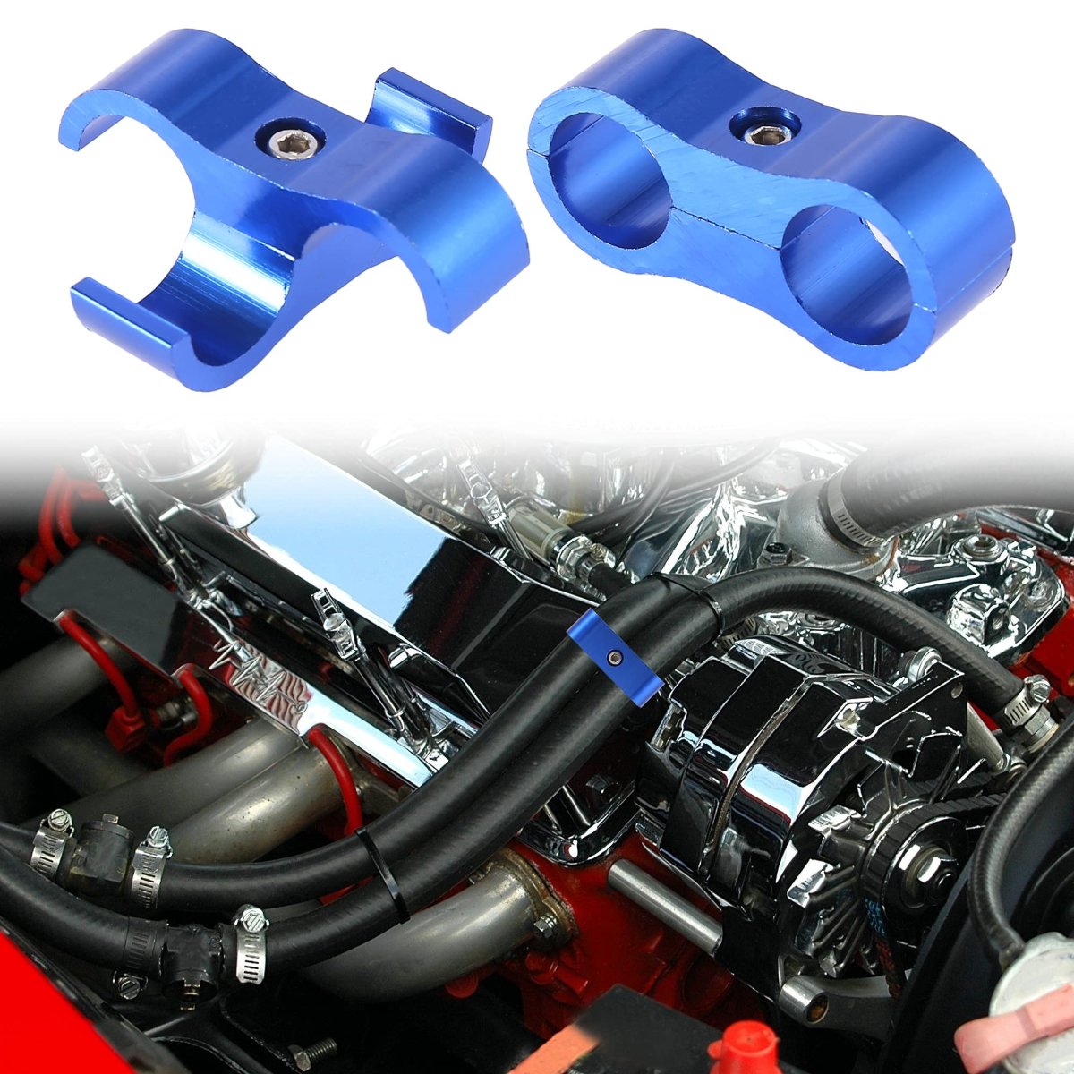 5 Pcs An6 Hose Separator Clamp Fuel Line Connector For Oil Blue