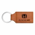 Ipick Image Compatible With Honda Civic Si Rectangular Brown Leatherette Key Chain