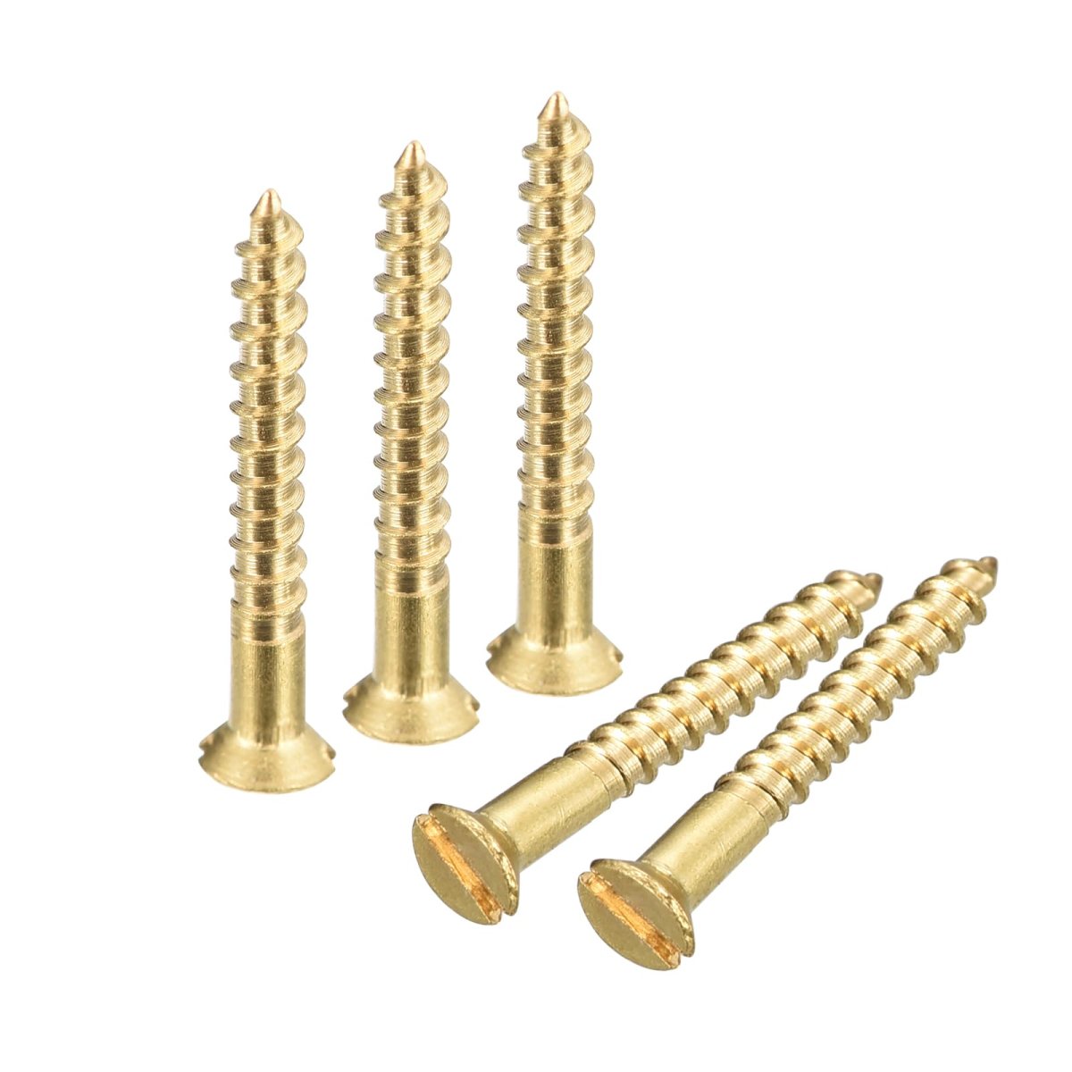 Brass Wood Screws 30pcs M2 X 16mm Slotted Drive Flat Head Self Tapping Screw Countersunk For Woodworking Furniture