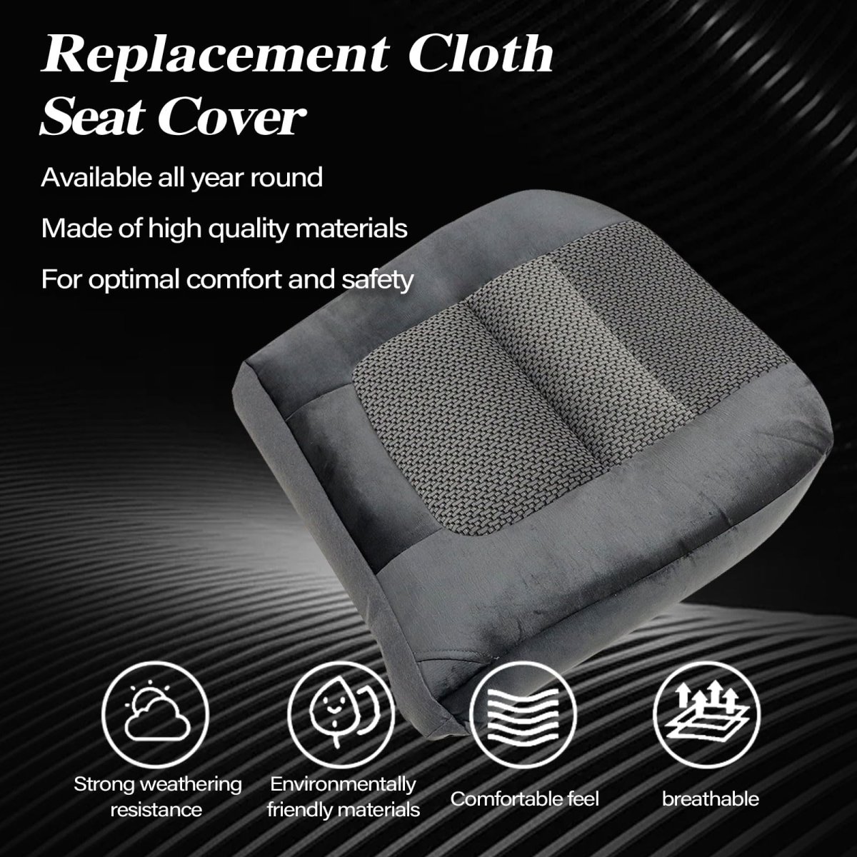 Driver Side Bottom Replacement Cloth Seat Cover Medium Graphite Gray For 2001 Ford F250 F350 F450 F550 Xlt Fits Powered And