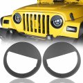 Hooke Road Matte Black Headlight Bezels Angry Bird Cover Compatible With Jeep Wrangler Tj 1997-2006 Pair 