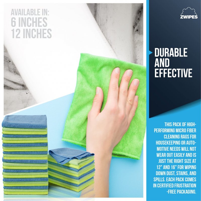 Zwipes Microfiber Towel Cleaning Cloths 36 Pack Assorted 737