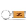 Nissan 370z Z Logo Laser Engraved Maple Wood Chrome Metal Trim Key Chain 