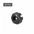 Uxcell M10x1 5mm Hexagon Slotted Nut Grade 4 8 Carbon Steel Hex Castle Nuts Black 20pcs