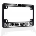 Fastasticdeals Metal Insert Bike License Plate Frame Black And White British Flag Weatherproof Motorcycle Accessories 4 Holes 