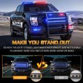 Xridonsen 2pcs 24 Inch Truck Blue Emergency Grill Lights Strip 288 Led Grille Strobe Flashing Warning Safety W Waterproof Tube