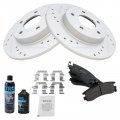 Brake Pads And Coated Rotors Set Rear With Drilled Slotted Ceramic Posi-quiet Mechanics Choice For 1992-1997 Cadillac Seville
