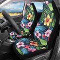 Uskorhein Hawaiian Hibiscus Frond 2pcs Set Car Seat Covers Tropical Floral Hand Drawing Front Automotives Vehicle Bucket Cover