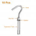 Uxcell 10pcs M10 304 Stainless Steel Expansion Hook Standard Open Cup Bolt Screw Concrete For Wall Ceiling Masonry