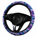 Mandala Purple Lotus Steering Wheel Cover Set With 2 Car Cup Coasters And Keyring Non Slip Neoprene Universal Fit 14 To 15 5 In