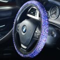 Mandala Purple Lotus Steering Wheel Cover Set With 2 Car Cup Coasters And Keyring Non Slip Neoprene Universal Fit 14 To 15 5 In