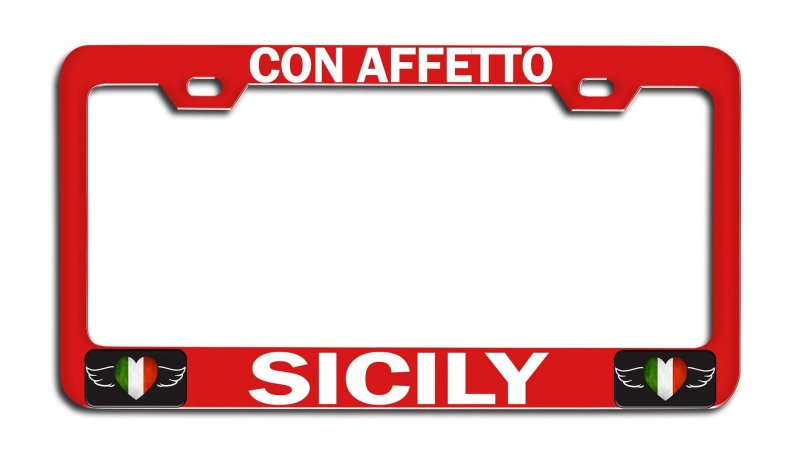 Con Affetto Sicily Italian Italy Rd Auto Metal License Plate Frame Tag Holder A11