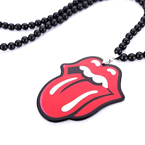 INEBIZ Hip Hop Acrylic Double Sided Red Lip and Tongue Rearview Mirror Hanging Charm Dangling Beaded Pendant for Car Decoration lip 