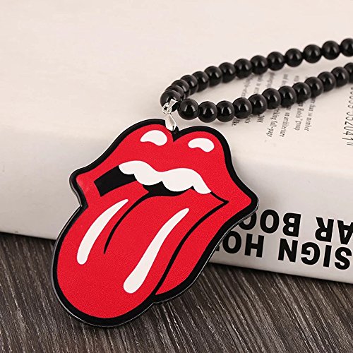 lip INEBIZ Hip Hop Acrylic Double Sided Red Lip and Tongue Rearview Mirror Hanging Charm Dangling Beaded Pendant for Car Decoration 