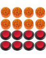 8 Pack 2 In 9 Led Round Amber Trailer Side Marker Lights Universal Waterproof Clearance And Indicator With Rubber Grommets For 