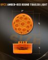 8 Pack 2 In 9 Led Round Amber Trailer Side Marker Lights Universal Waterproof Clearance And Indicator With Rubber Grommets For