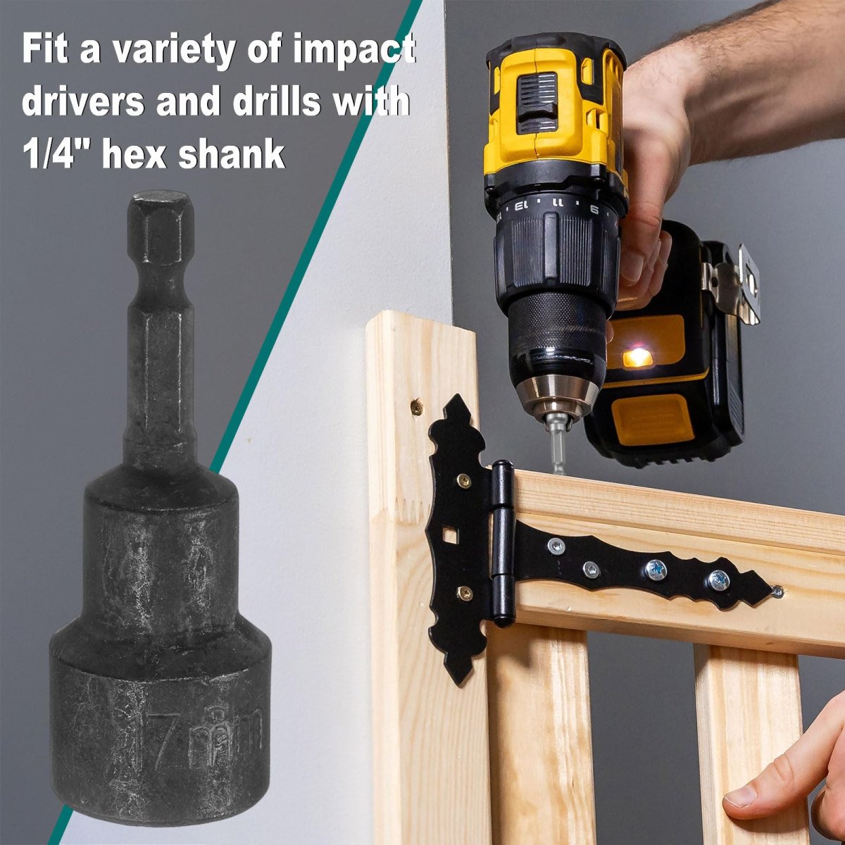 2pcs 1 4 Hex Shank 17mm Magnetic Socket 65mm Length Cr-v Steel Quick-release Power Nut Driver Set With Wrench Screw For Impact