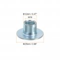 Uxcell M10 T-nuts 12pcs Carbon Steel Tee Nut Round Base Weld Nuts 12mm Height Through Hole Flange Insert Female Thread Plate