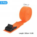 Uxcell Tie Down Straps 2pcs Adjustable Buckle Lashing 9 8 X 1 Cinch Strap For Luggage Packing Cargo Trucks Orange
