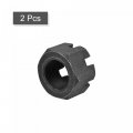 Uxcell M30x2mm Hexagon Slotted Nut Grade 4 8 Carbon Steel Hex Castle Nuts Black 2pcs