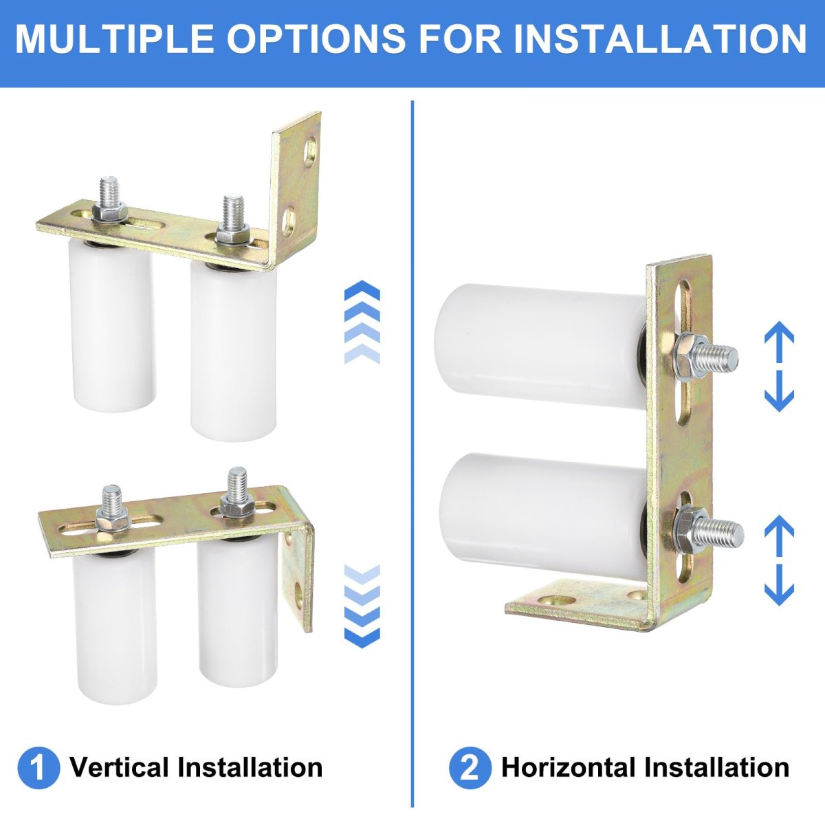 Slide Gate Guide Roller Set 4 In Nylon Rollers With L Rear Post Bracket Universal Sealed Ball Bearing Rolling For Sliding Doors