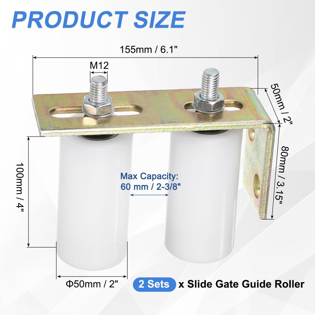 Slide Gate Guide Roller Set 4 In Nylon Rollers With L Rear Post Bracket Universal Sealed Ball Bearing Rolling For Sliding Doors